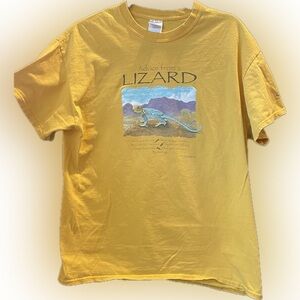 Yellow Graphic T-Shirt with Lizard Design